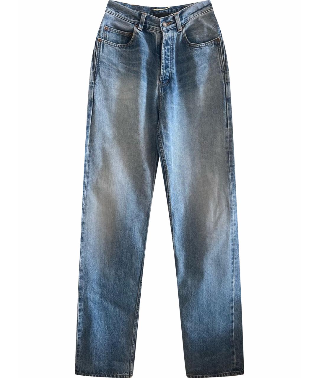 SAINT LAURENT Голубые хлопковые прямые джинсы, фото 1
