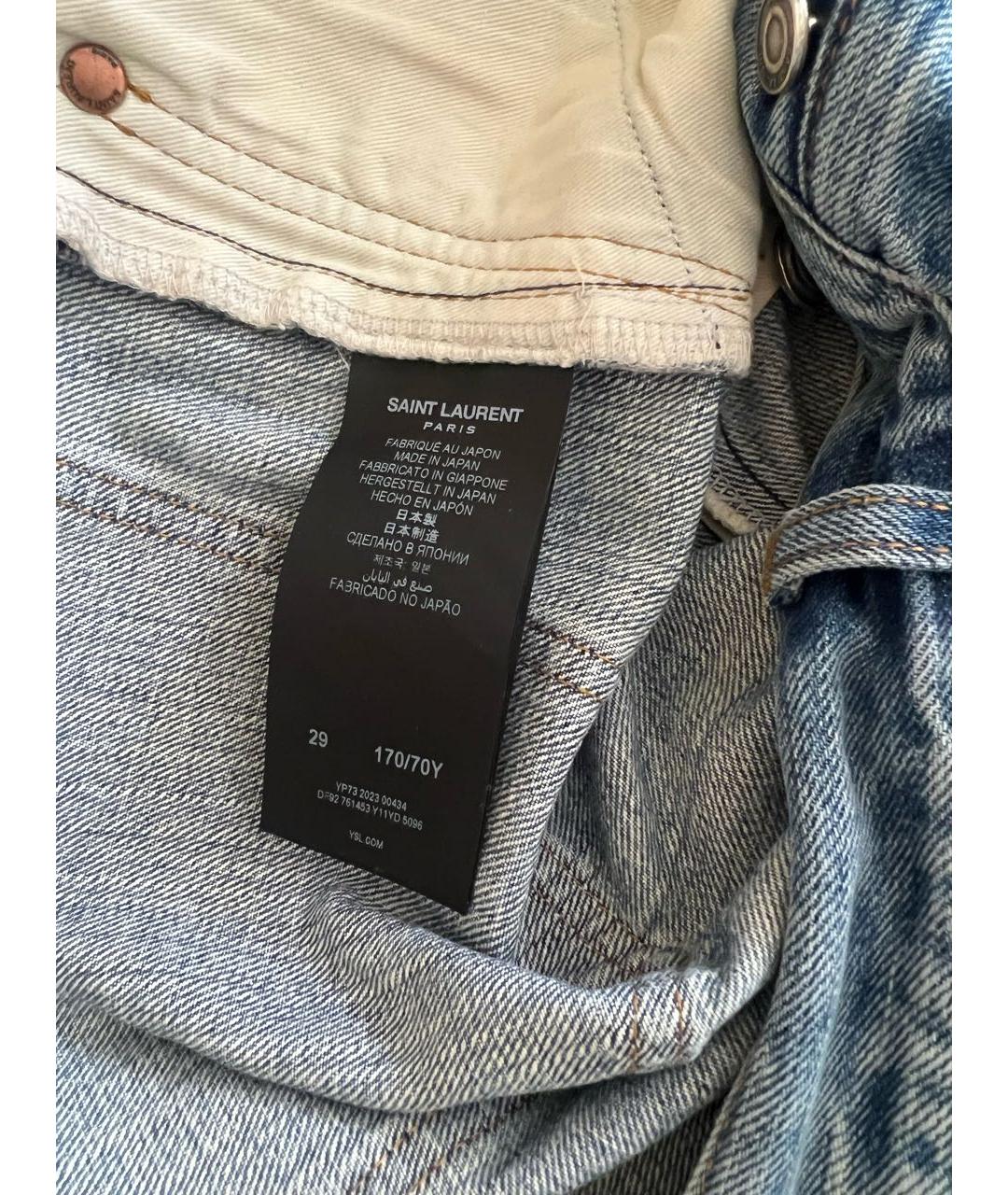 SAINT LAURENT Голубые хлопковые прямые джинсы, фото 4