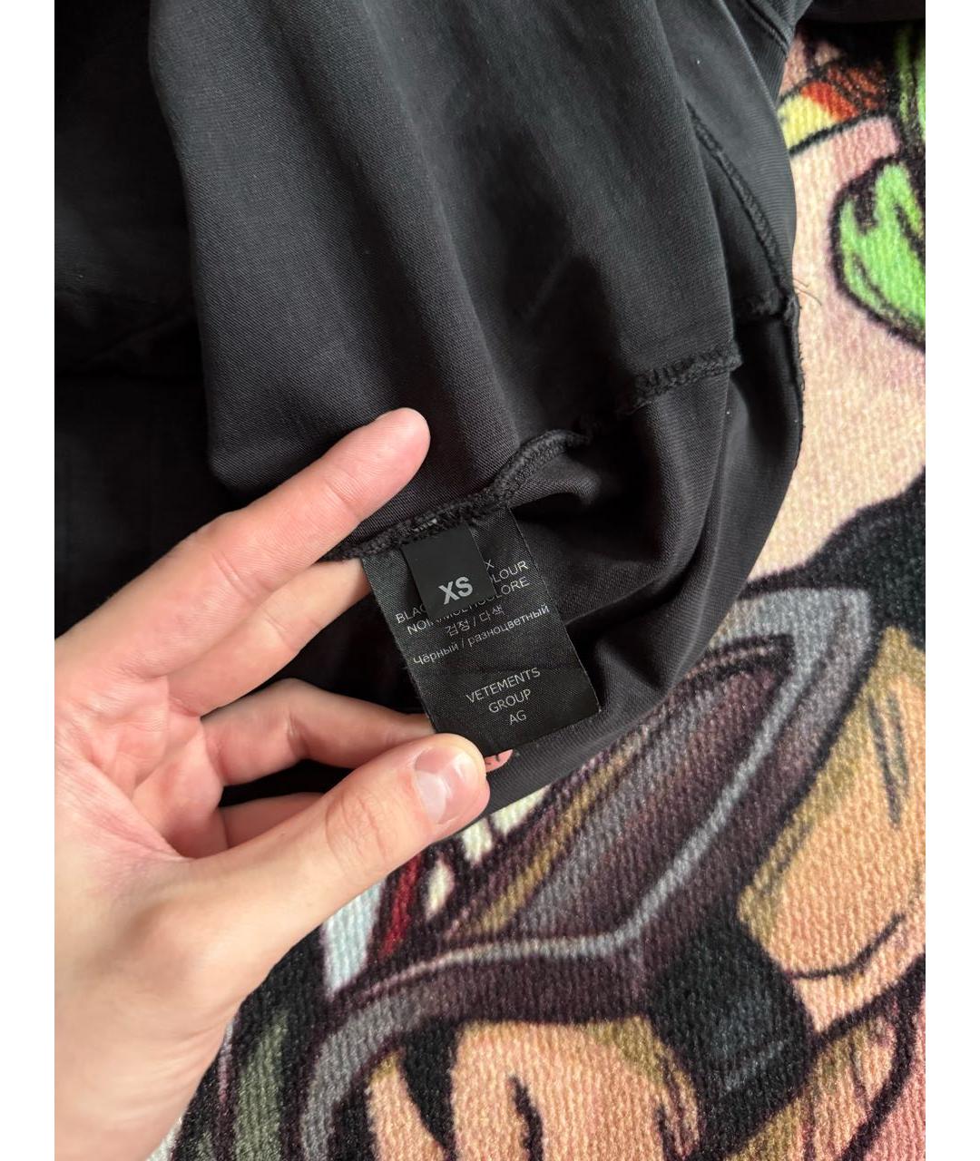 VETEMENTS Черная хлопковая футболка, фото 4
