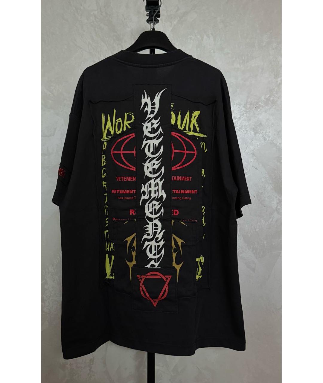 VETEMENTS Черная хлопковая футболка, фото 2