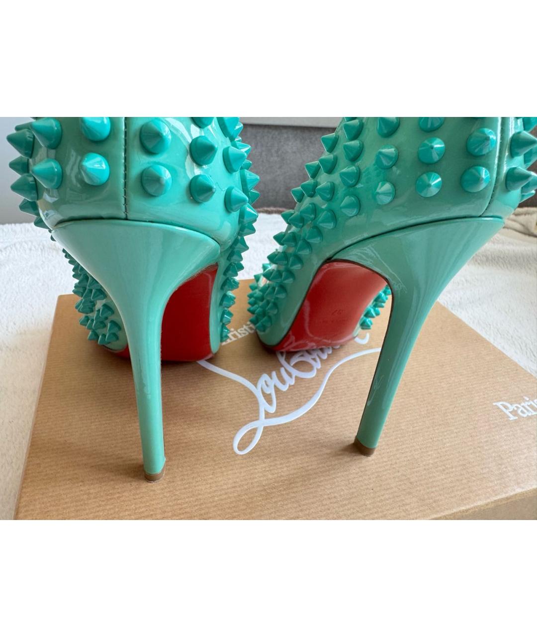 CHRISTIAN LOUBOUTIN Бирюзовые туфли из лакированной кожи, фото 4