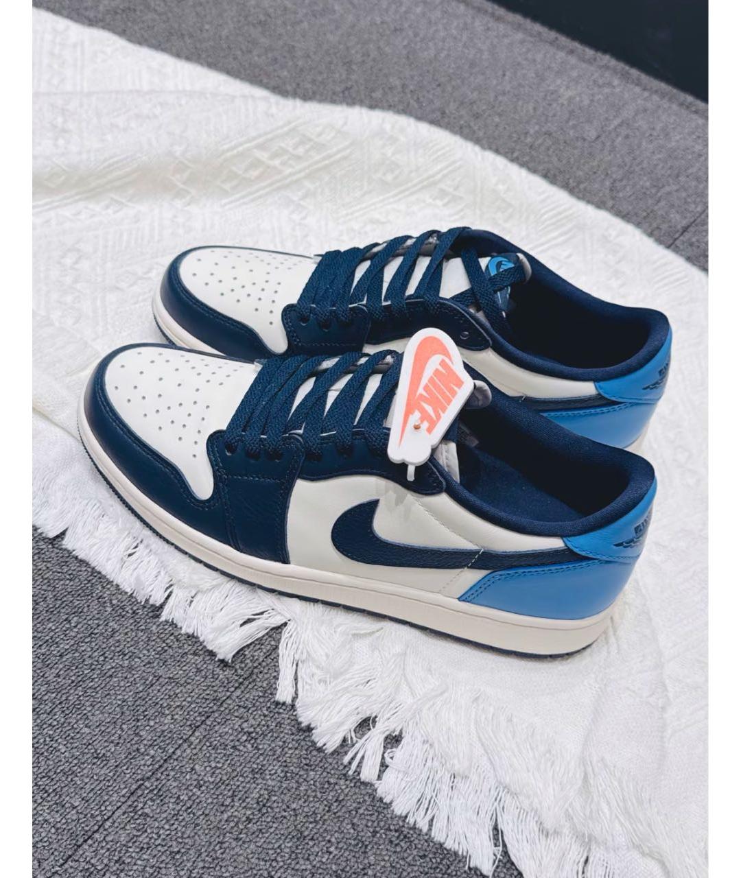 JORDAN Синие кожаные кроссовки, фото 5