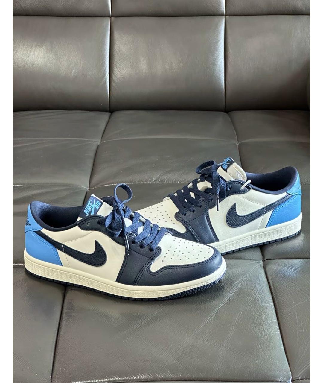 JORDAN Синие кожаные низкие кроссовки / кеды, фото 8