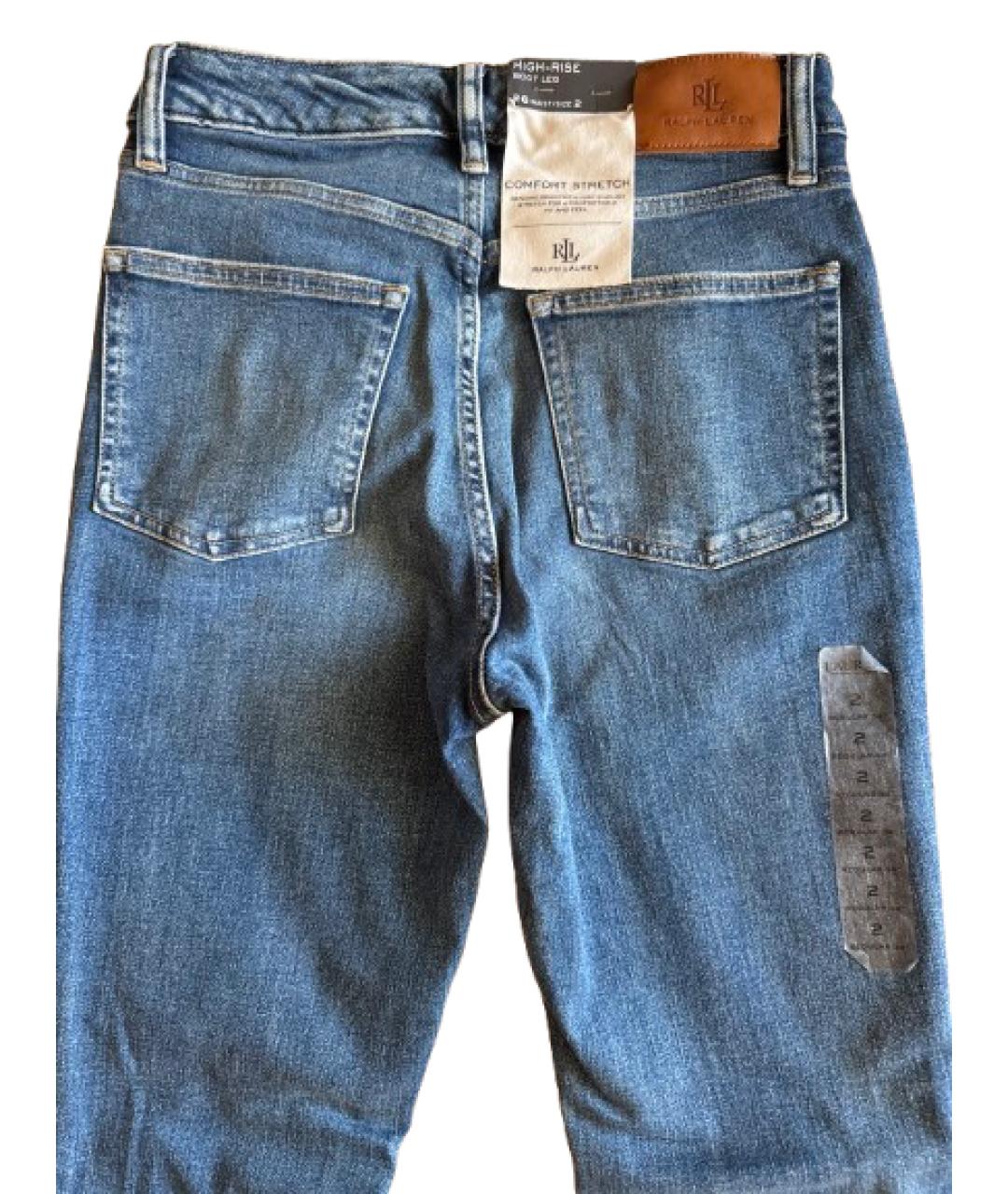 RALPH LAUREN Синие хлопковые прямые джинсы, фото 4