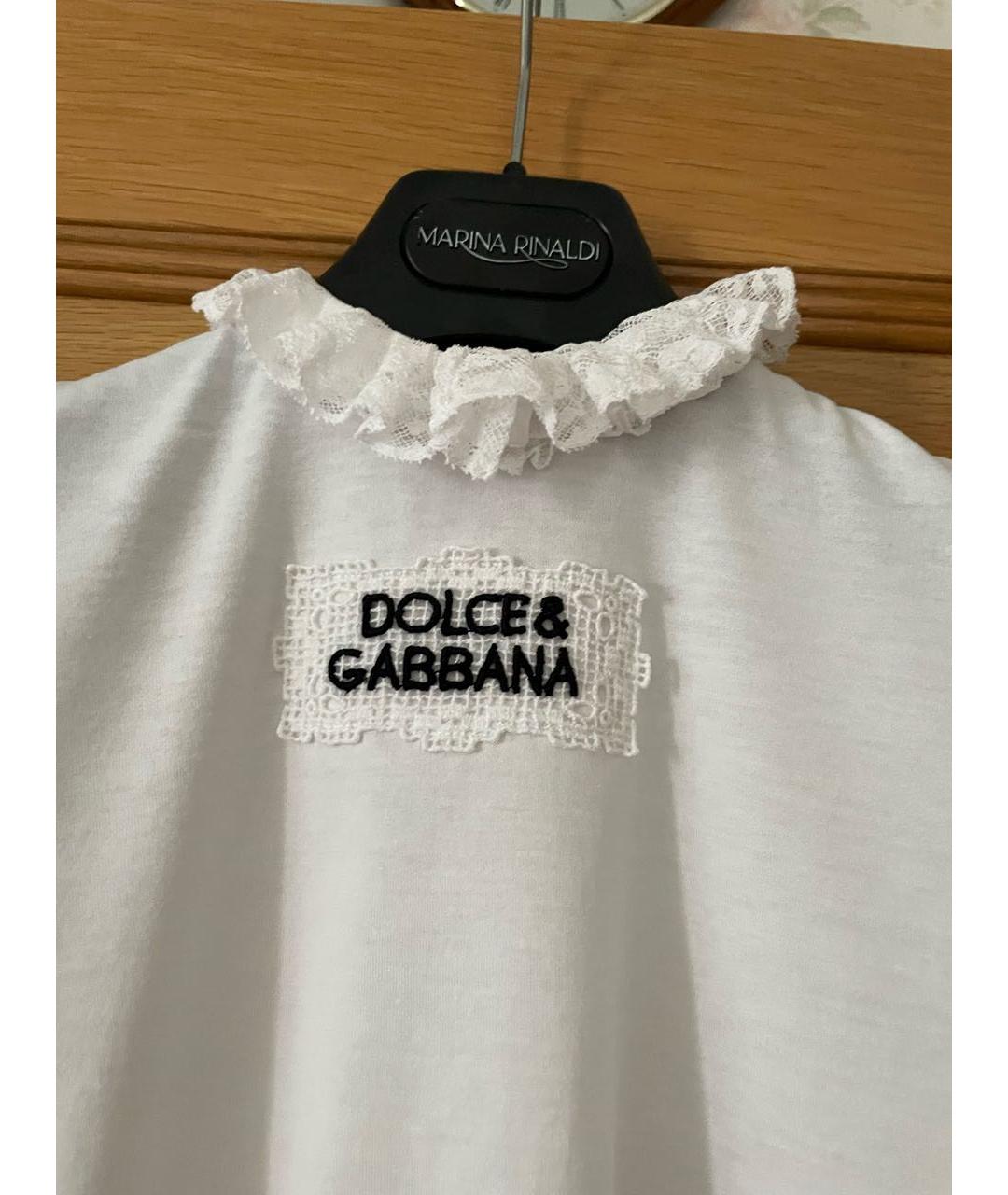 DOLCE&GABBANA Белая кружевная футболка, фото 2