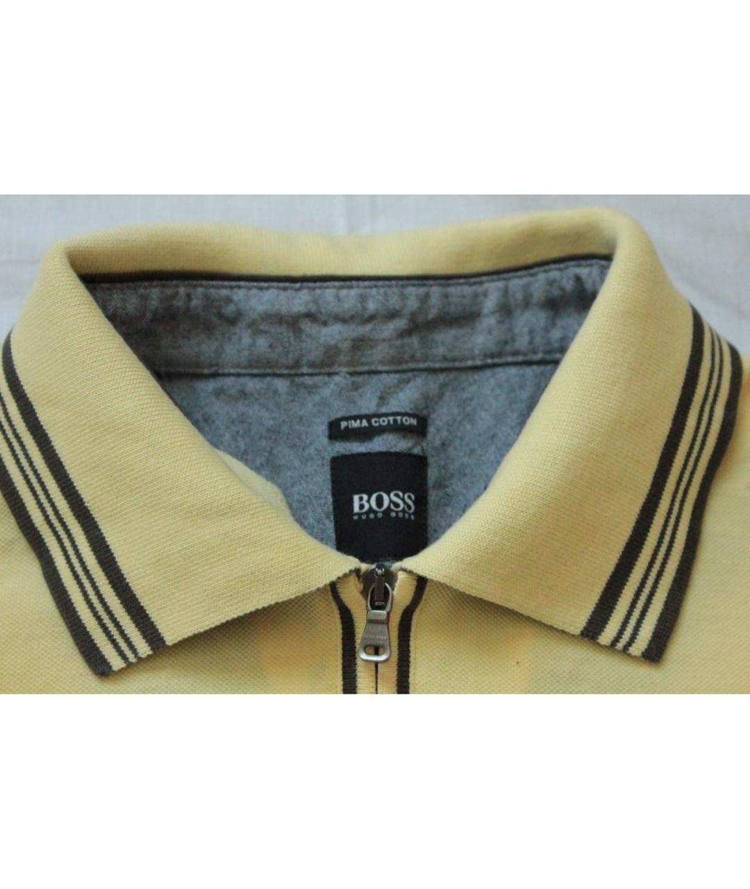 HUGO BOSS Желтое хлопковое поло с коротким рукавом, фото 3