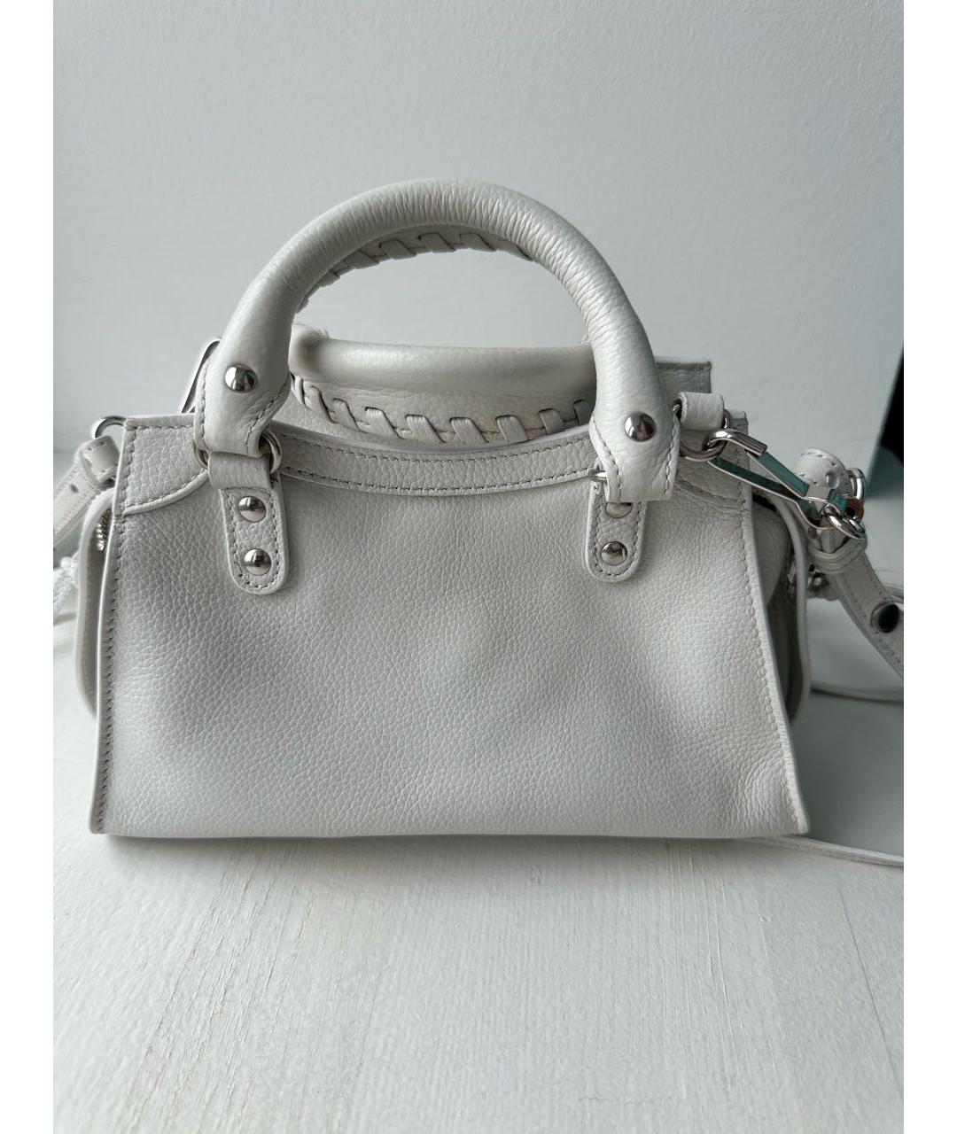 BALENCIAGA Белая кожаная сумка через плечо, фото 3