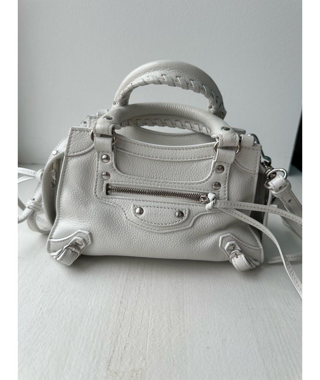 BALENCIAGA Белая кожаная сумка через плечо, фото 9