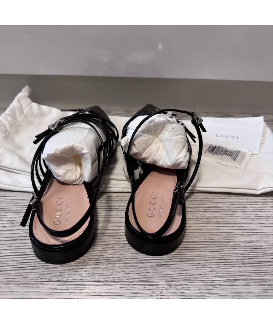 GUCCI Черные кожаные балетки, фото 4