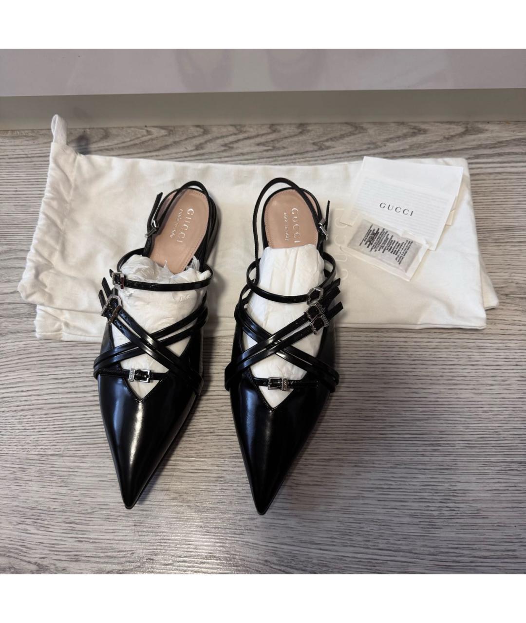 GUCCI Черные кожаные балетки, фото 2
