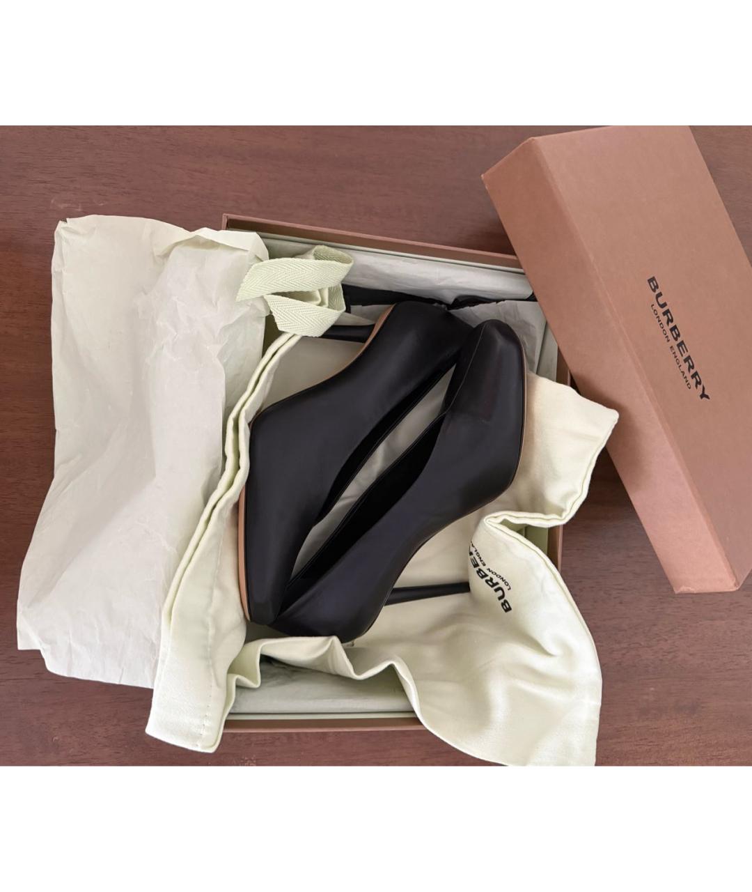 BURBERRY Черные кожаные туфли, фото 5