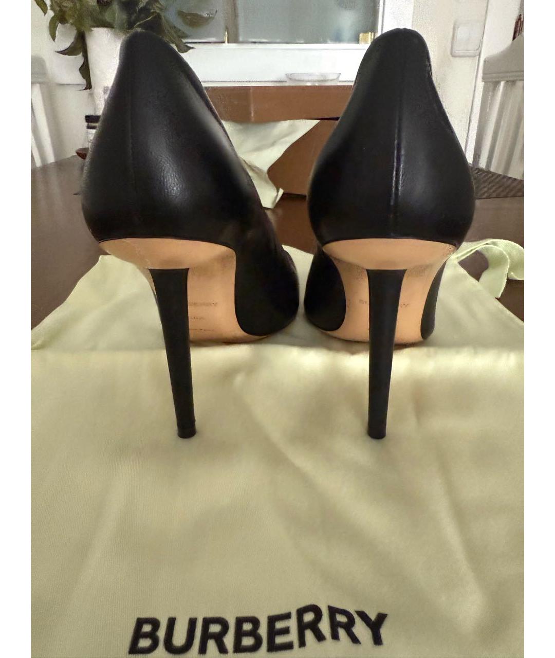 BURBERRY Черные кожаные туфли, фото 4