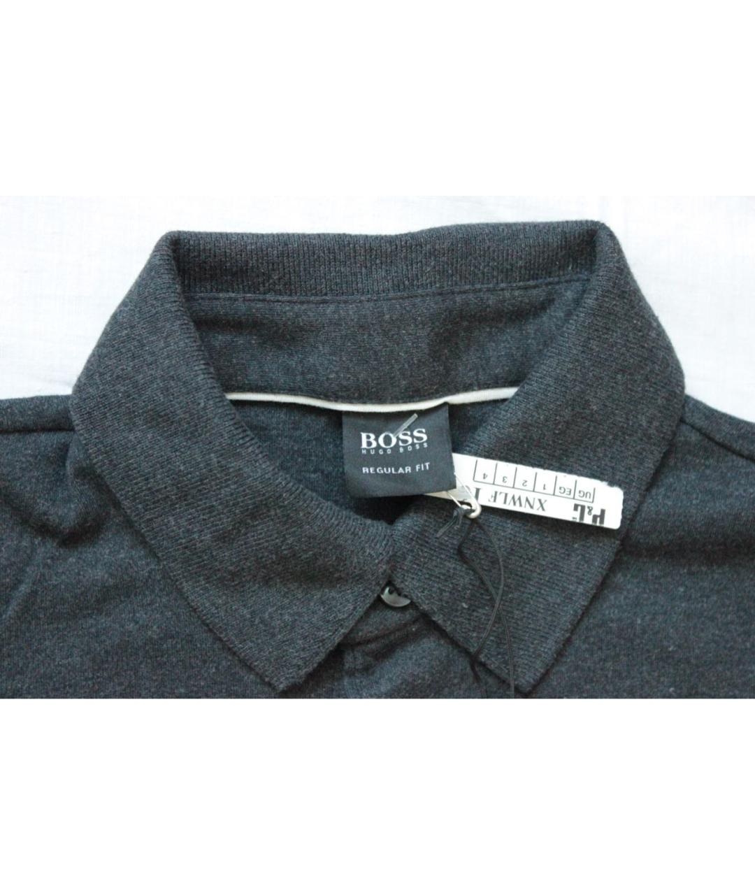 HUGO BOSS Антрацитовое хлопковое поло с длинным рукавом, фото 6