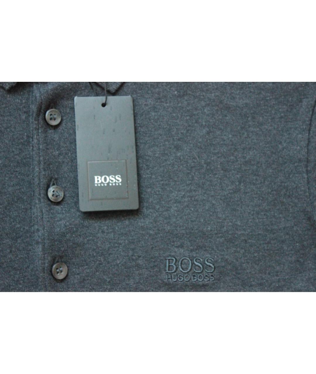 HUGO BOSS Антрацитовое хлопковое поло с длинным рукавом, фото 4