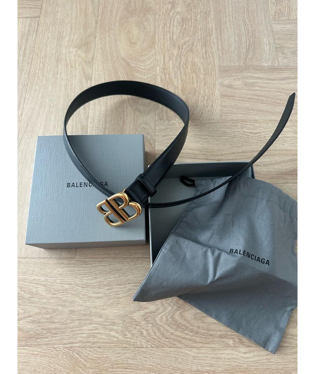 BALENCIAGA Черный кожаный ремень, фото 5