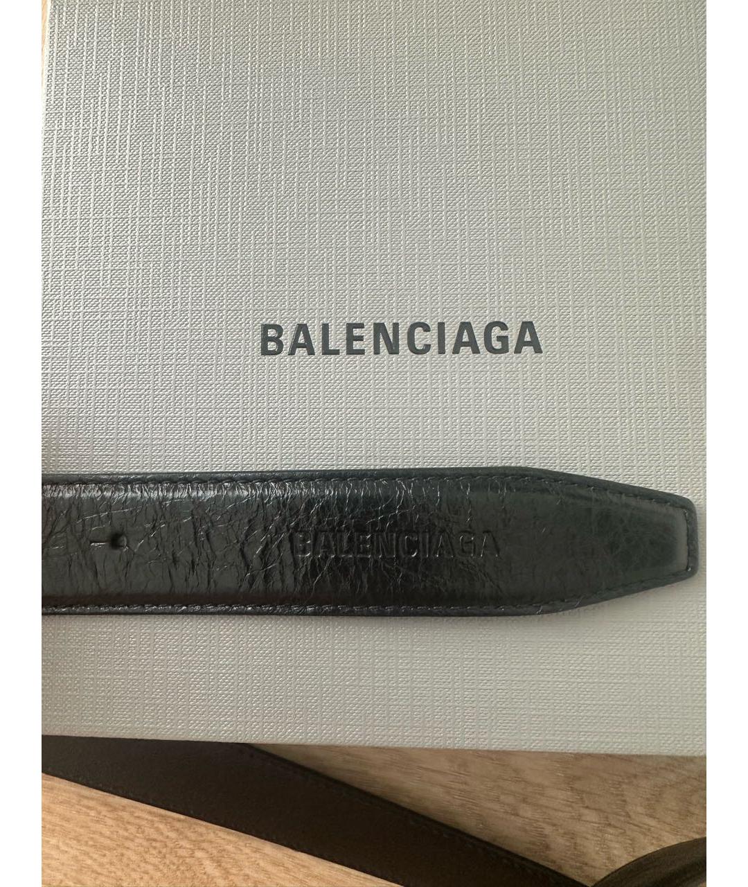 BALENCIAGA Черный кожаный ремень, фото 3