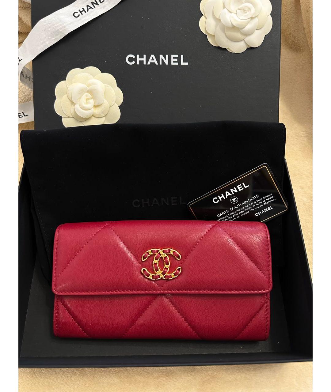 CHANEL Красный кожаный кошелек, фото 2