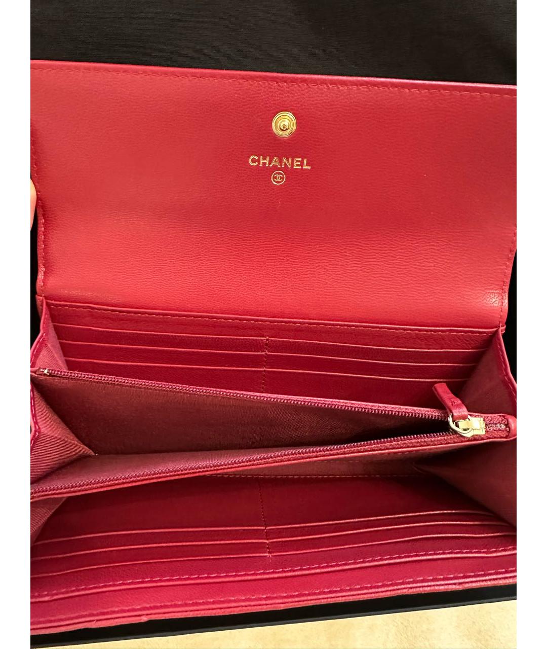 CHANEL Красный кожаный кошелек, фото 4
