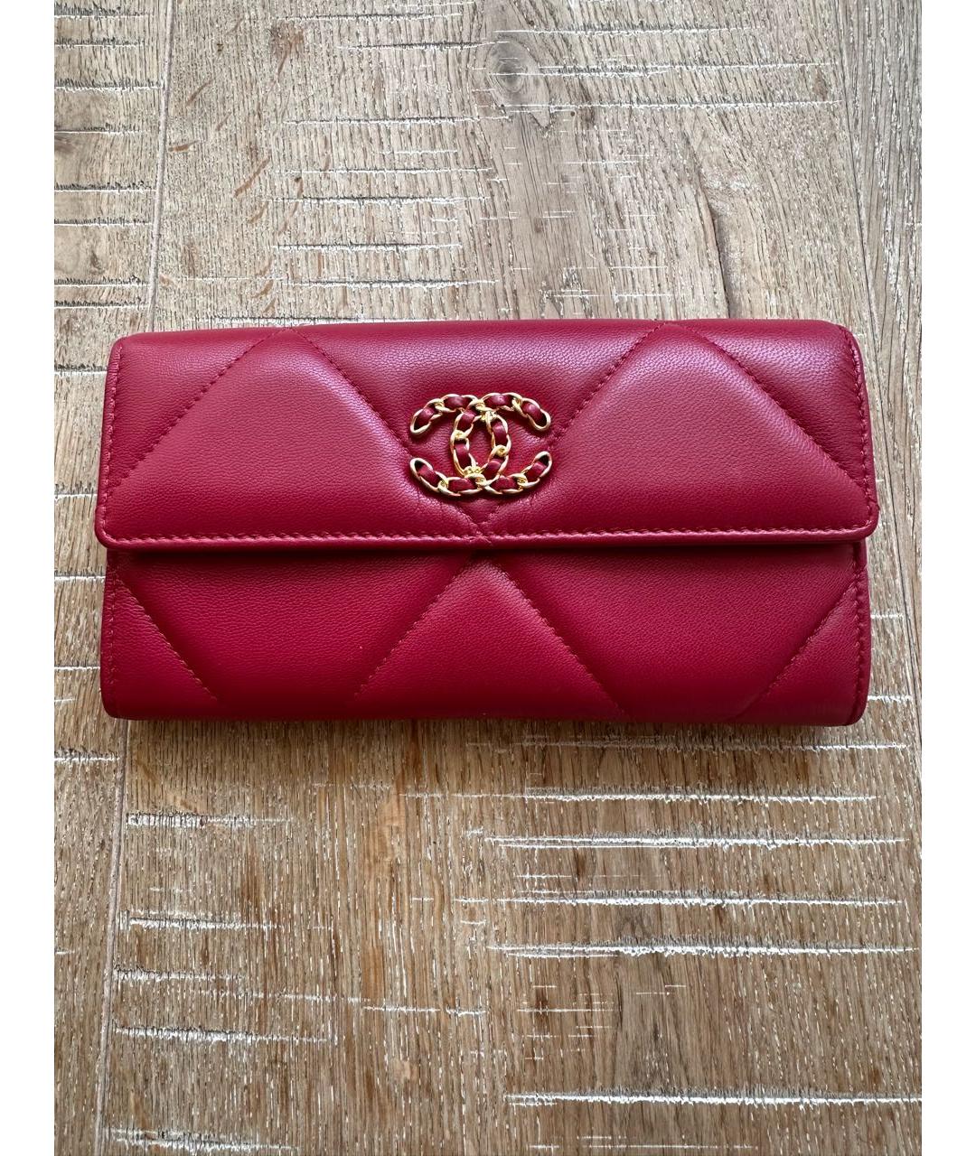 CHANEL Красный кожаный кошелек, фото 4