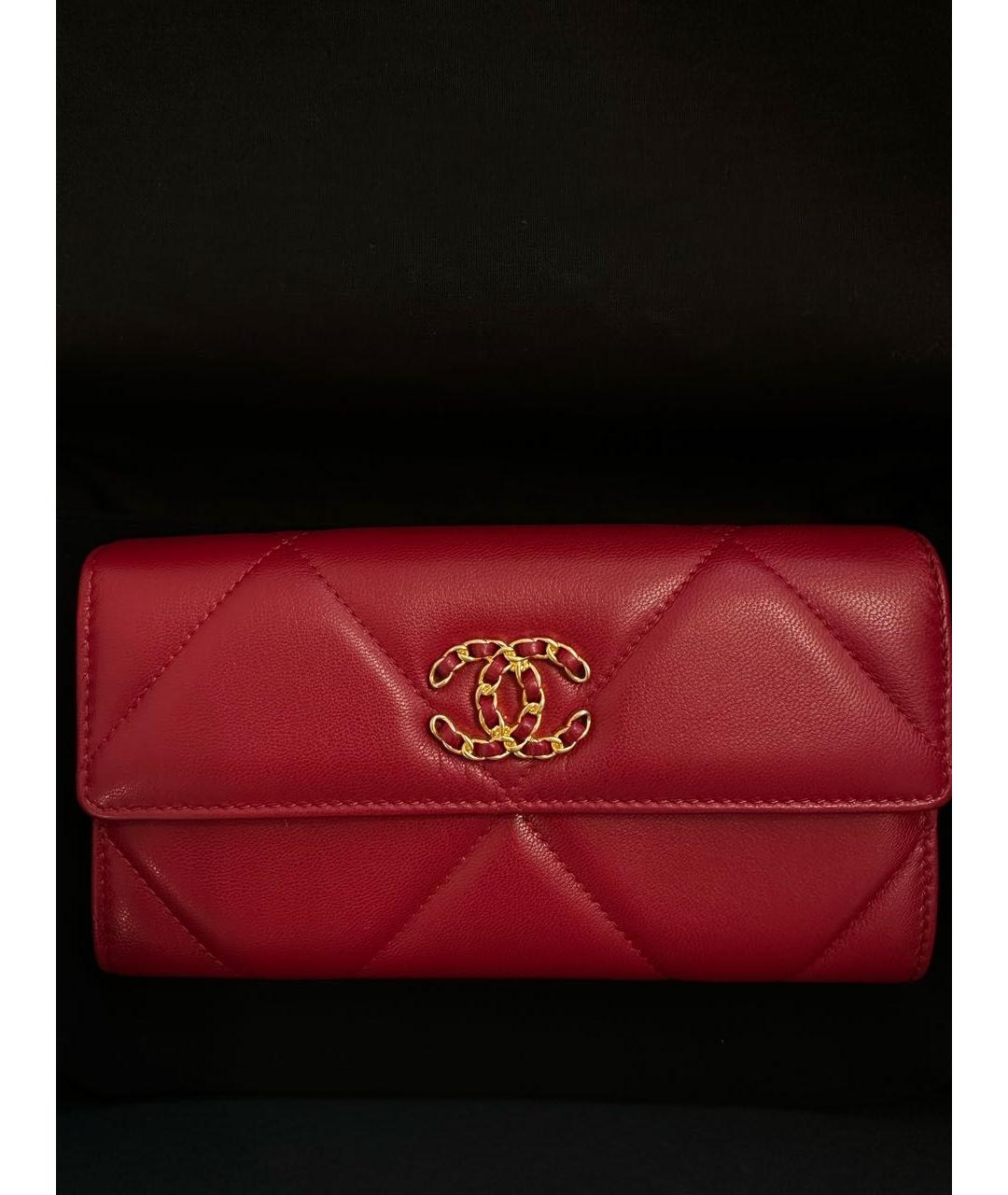 CHANEL Красный кожаный кошелек, фото 3