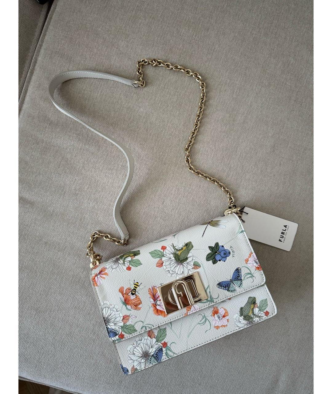 FURLA Бежевая кожаная сумка через плечо, фото 6