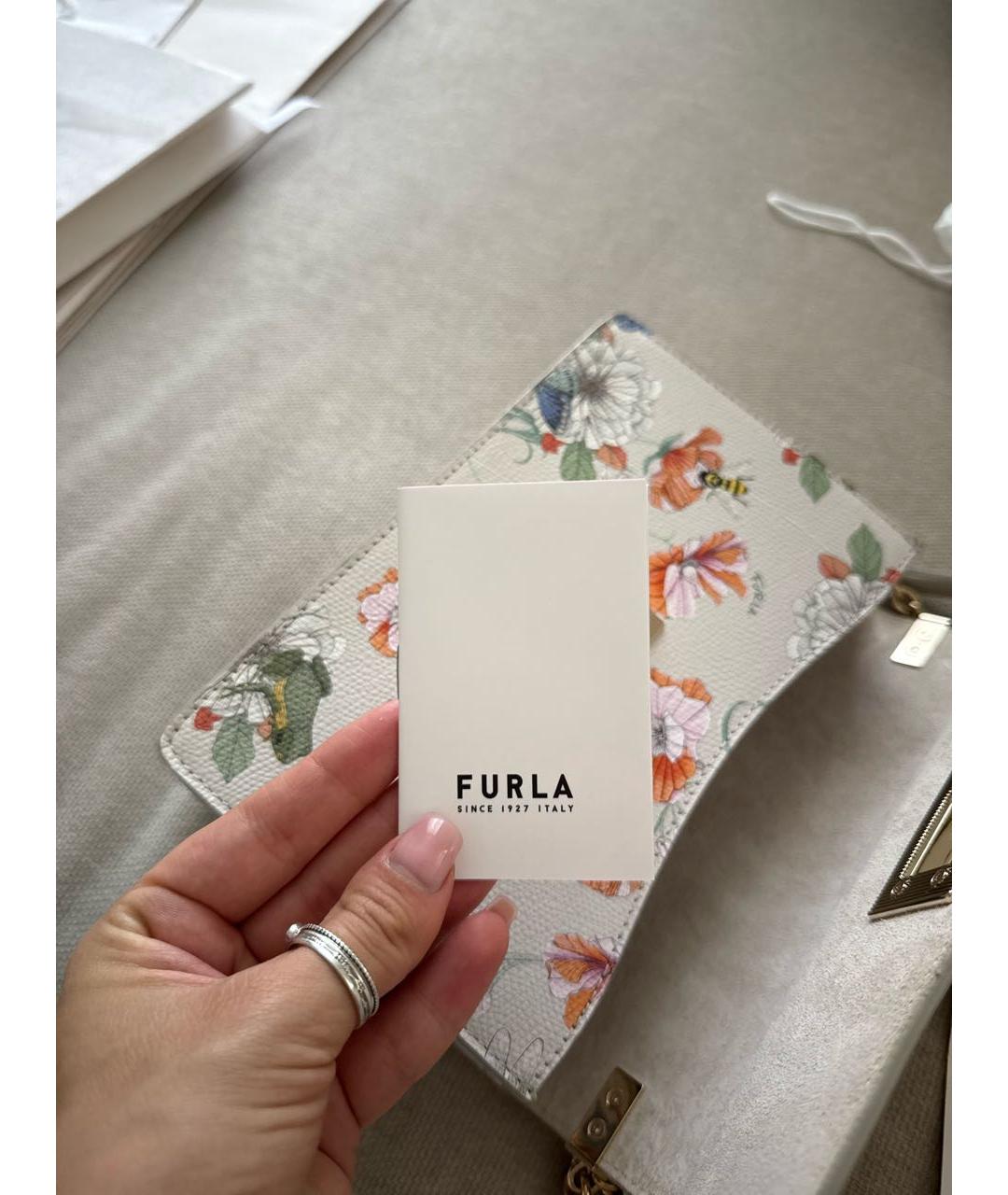 FURLA Бежевая кожаная сумка через плечо, фото 5
