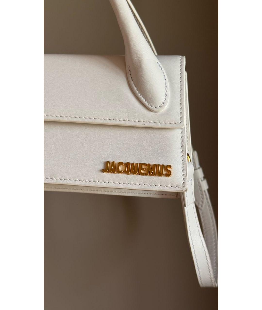 JACQUEMUS Белая кожаная сумка через плечо, фото 6