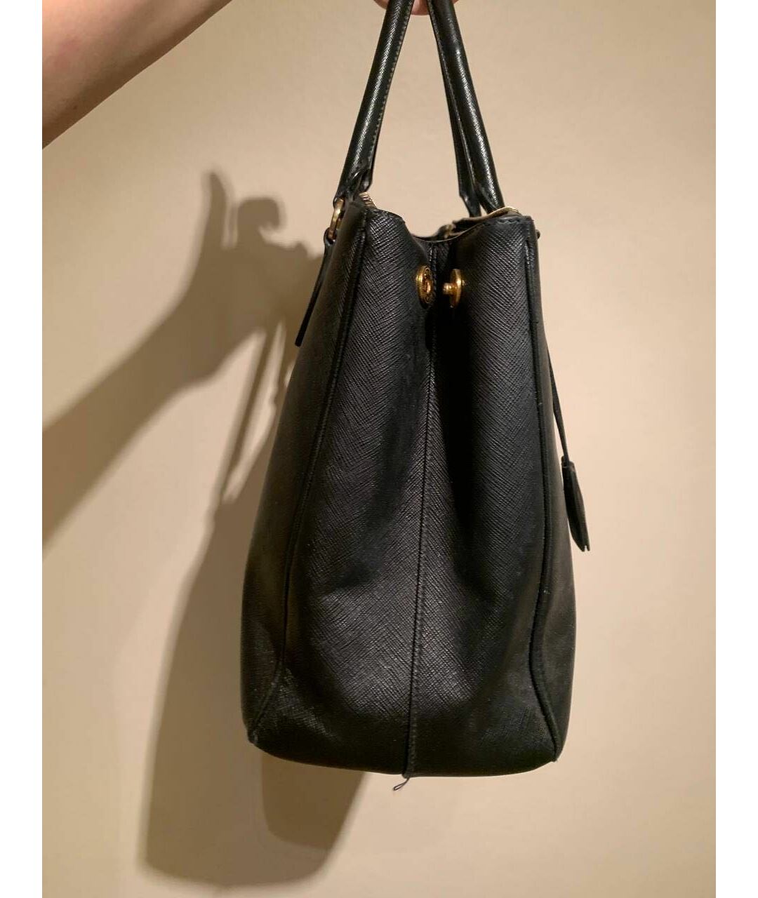 PRADA Черная кожаная сумка тоут, фото 5