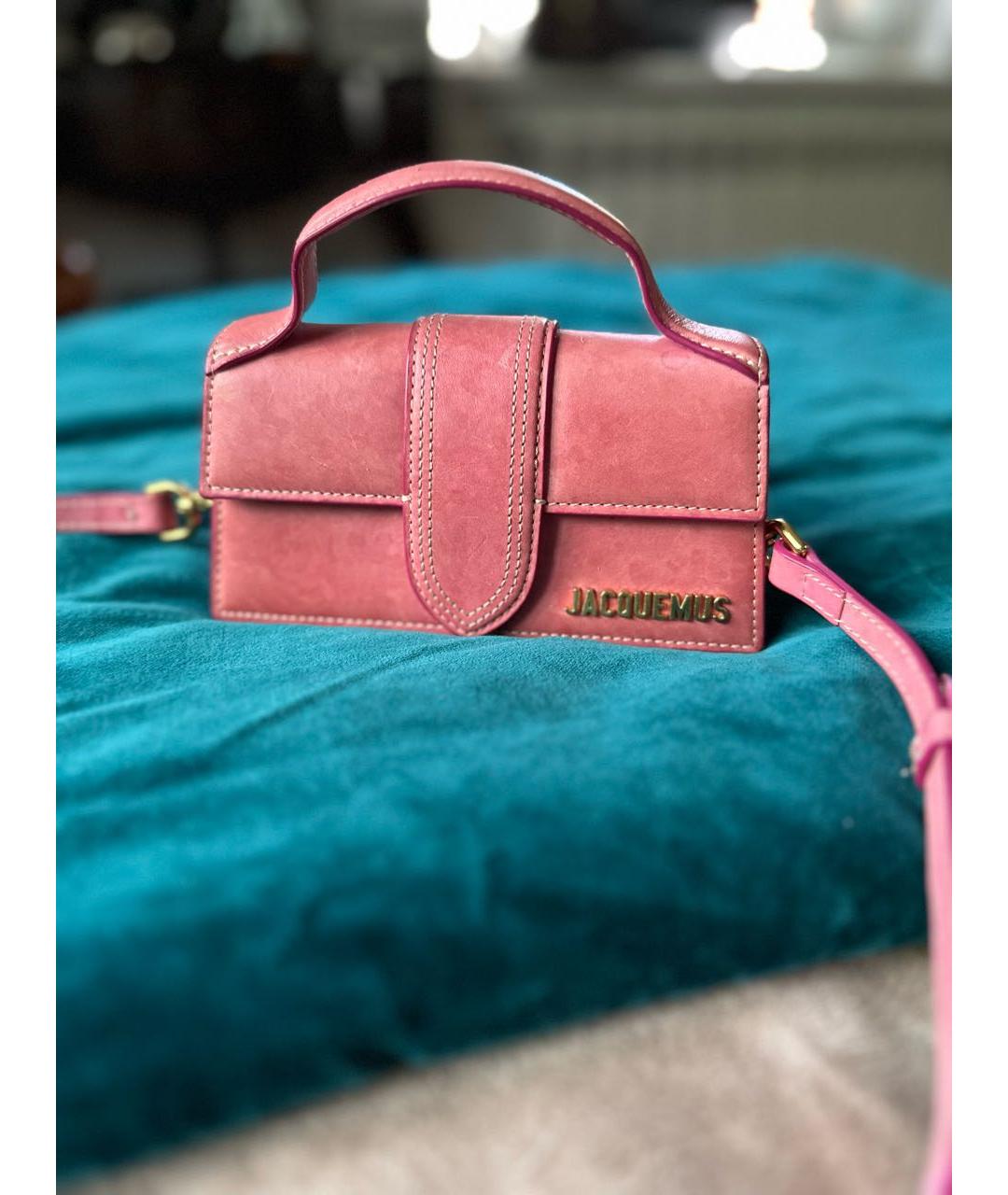 JACQUEMUS Розовая кожаная сумка с короткими ручками, фото 9