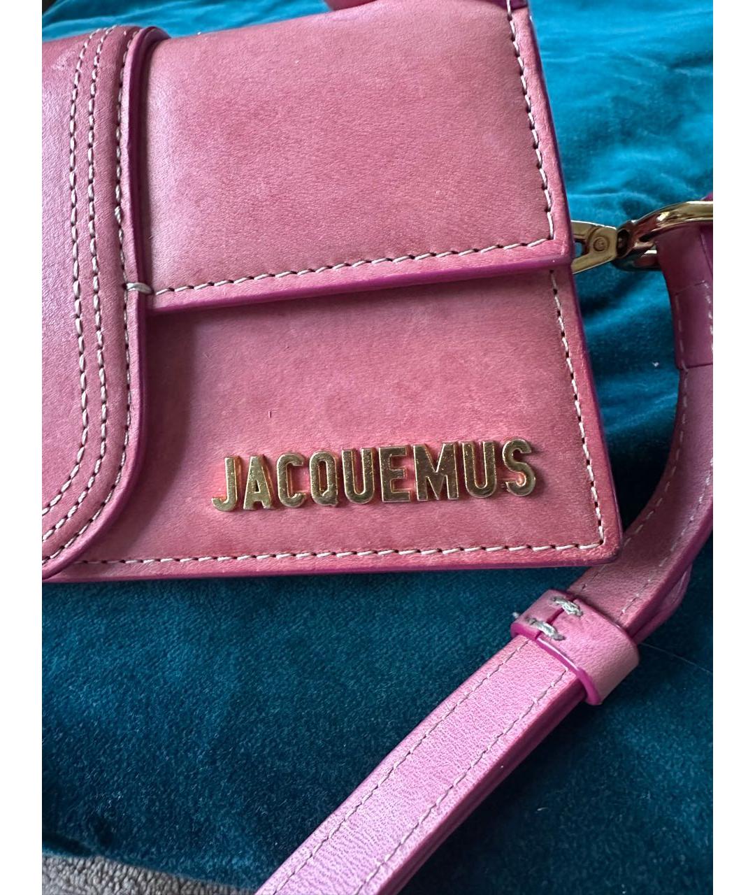 JACQUEMUS Розовая кожаная сумка с короткими ручками, фото 8