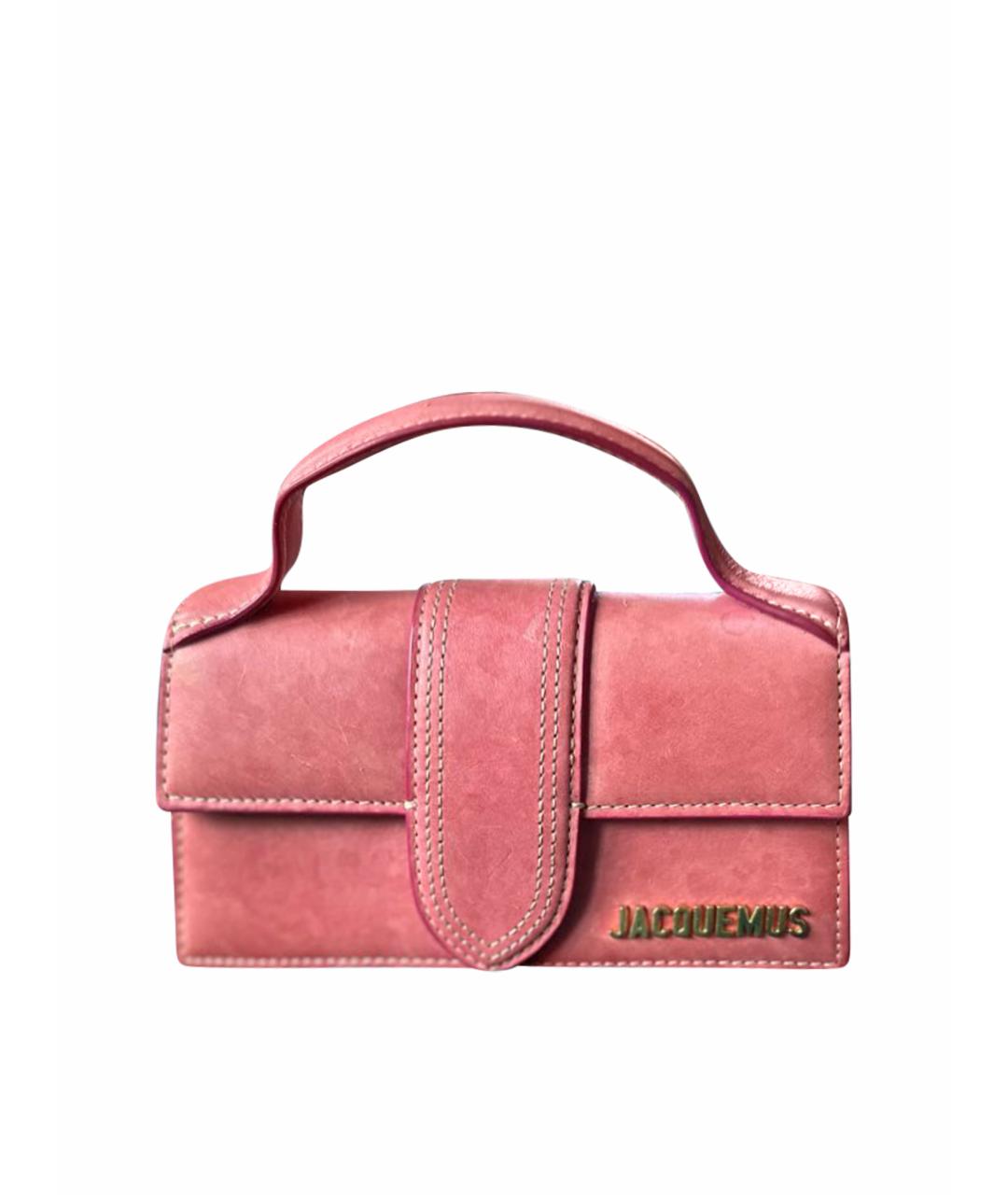 JACQUEMUS Розовая кожаная сумка с короткими ручками, фото 1
