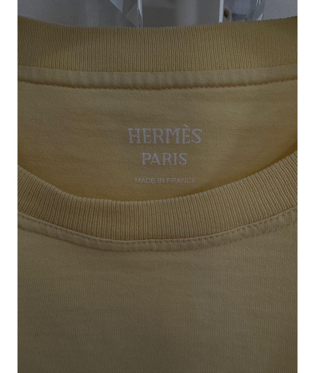 HERMES Желтая хлопковая футболка, фото 3