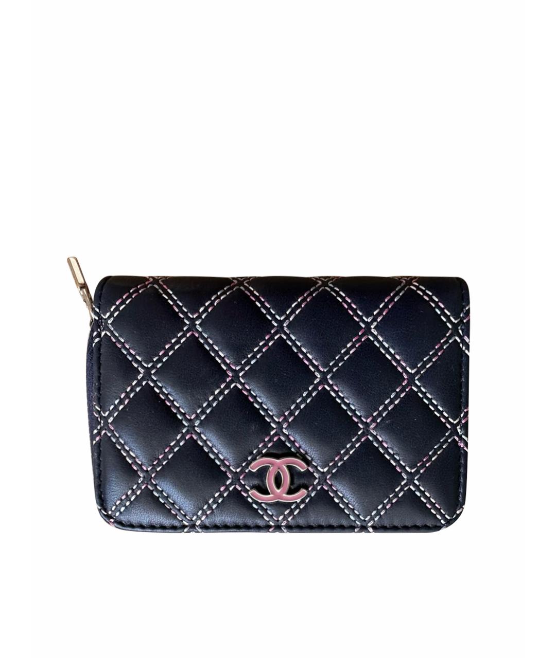 CHANEL Темно-синий кожаный кошелек, фото 1
