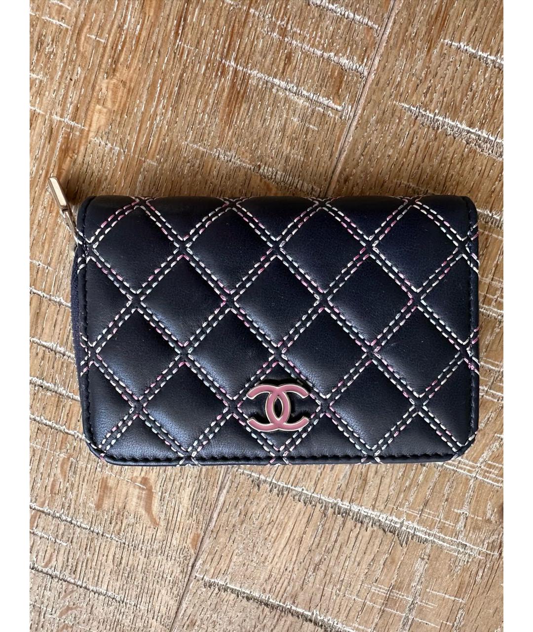 CHANEL Темно-синий кожаный кошелек, фото 5