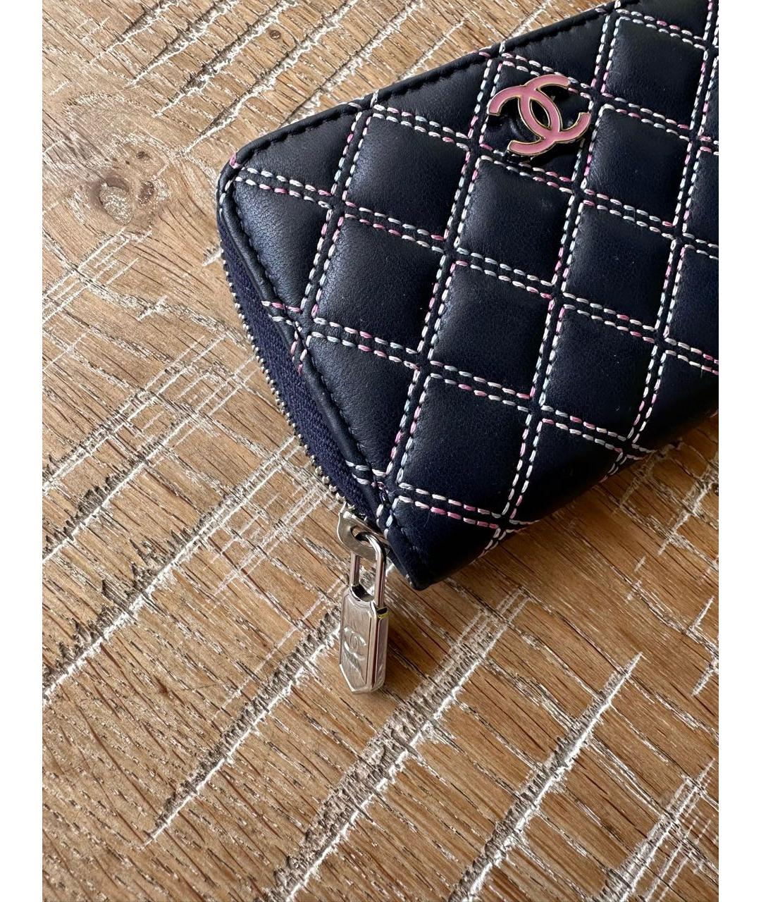 CHANEL Темно-синий кожаный кошелек, фото 3