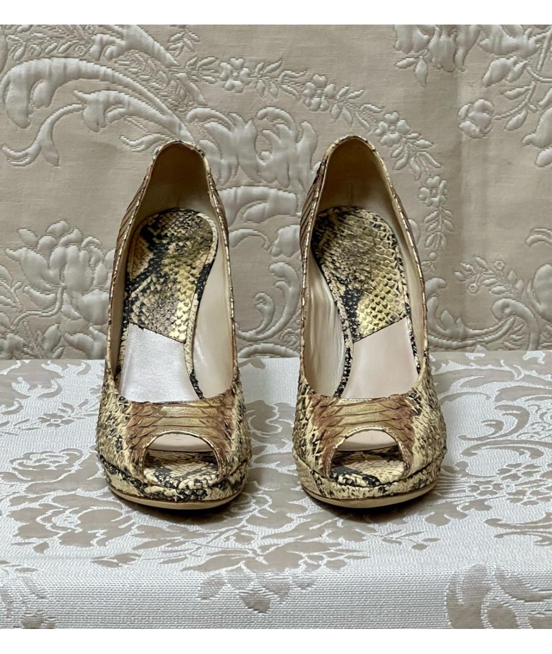 CHRISTIAN DIOR Золотые кожаные туфли, фото 2