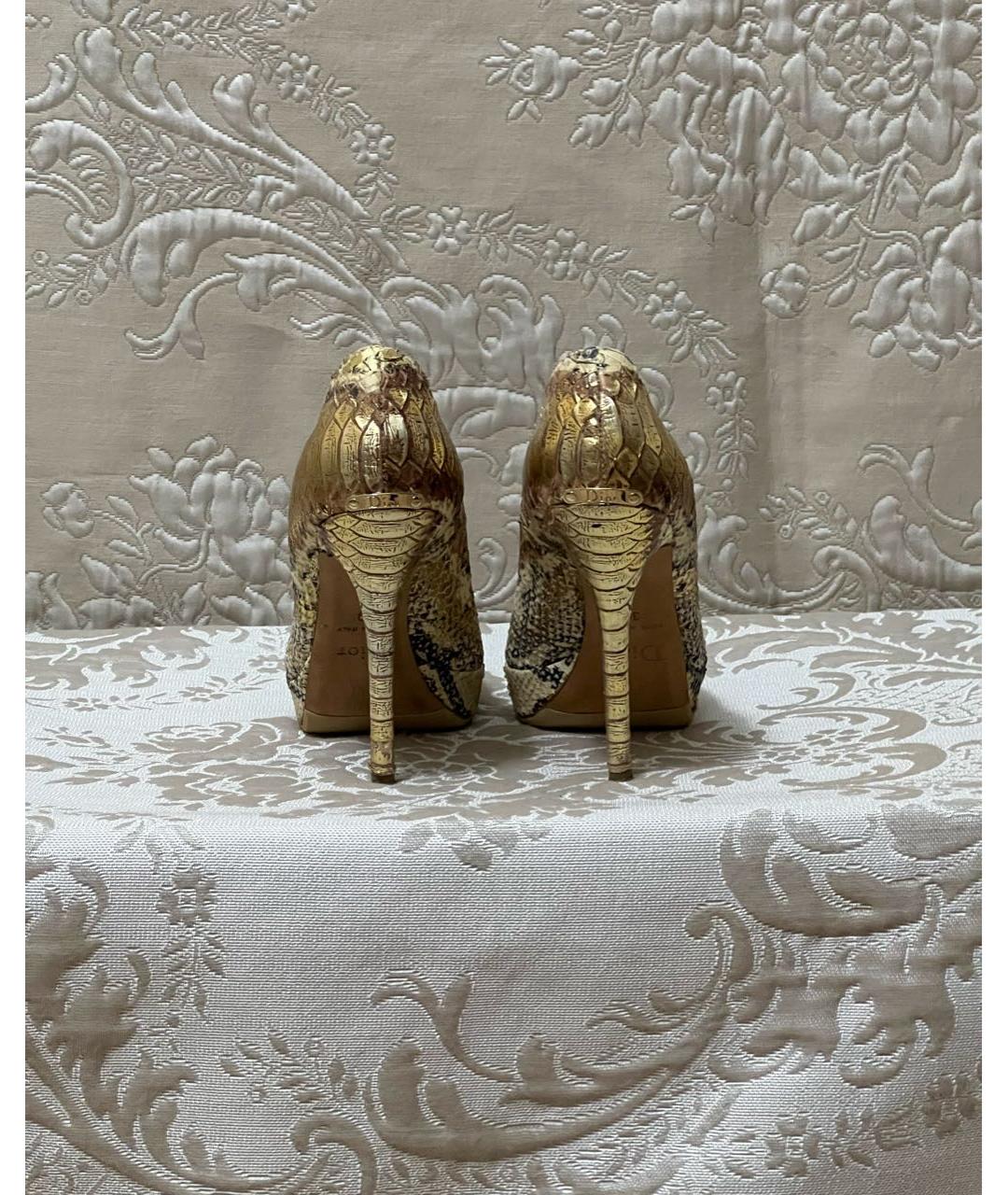CHRISTIAN DIOR Золотые кожаные туфли, фото 4