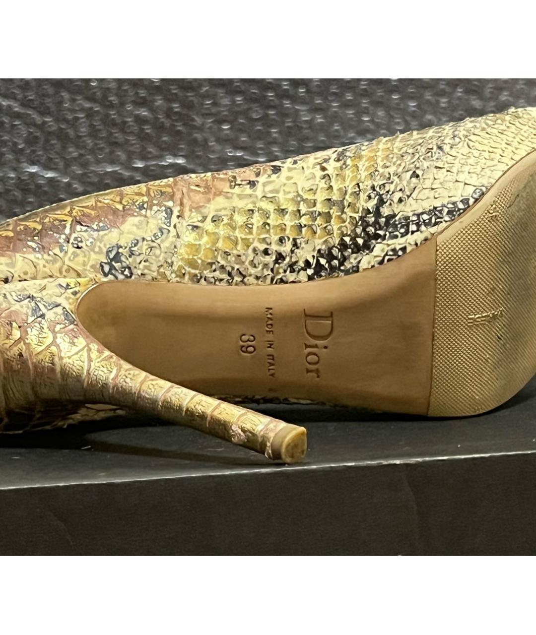 CHRISTIAN DIOR Золотые кожаные туфли, фото 8