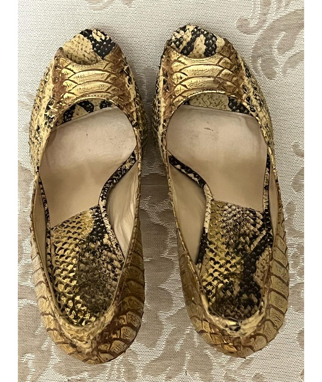CHRISTIAN DIOR Золотые кожаные туфли, фото 3