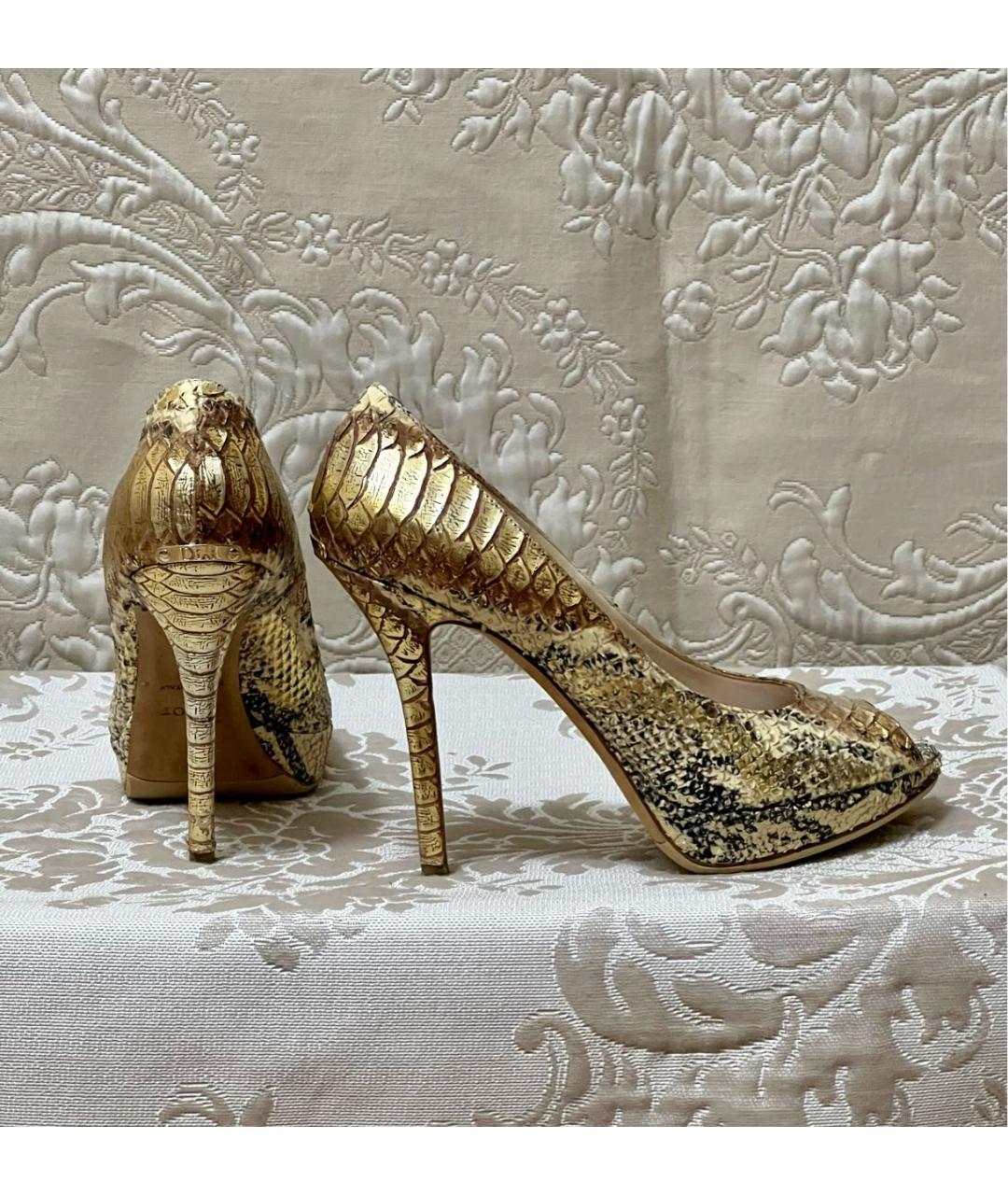 CHRISTIAN DIOR Золотые кожаные туфли, фото 9