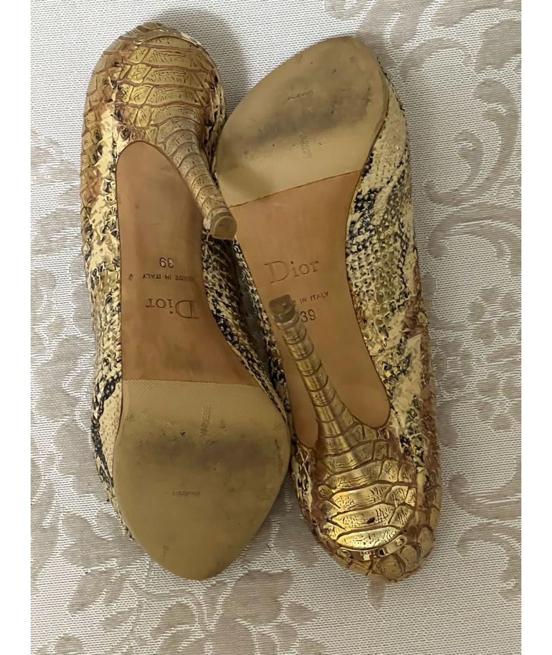CHRISTIAN DIOR Золотые кожаные туфли, фото 6