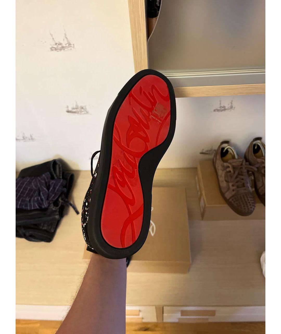 CHRISTIAN LOUBOUTIN Черные текстильные высокие кроссовки / кеды, фото 5