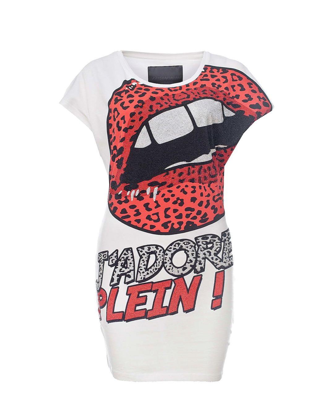 PHILIPP PLEIN Белое хлопковое платье, фото 1