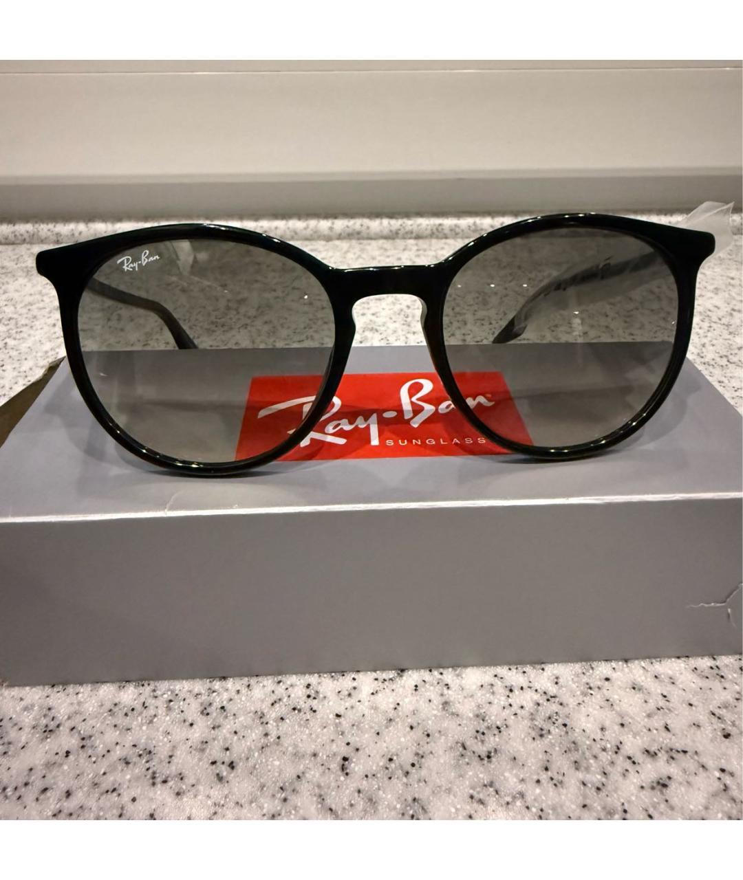 RAY BAN Черные пластиковые солнцезащитные очки, фото 5
