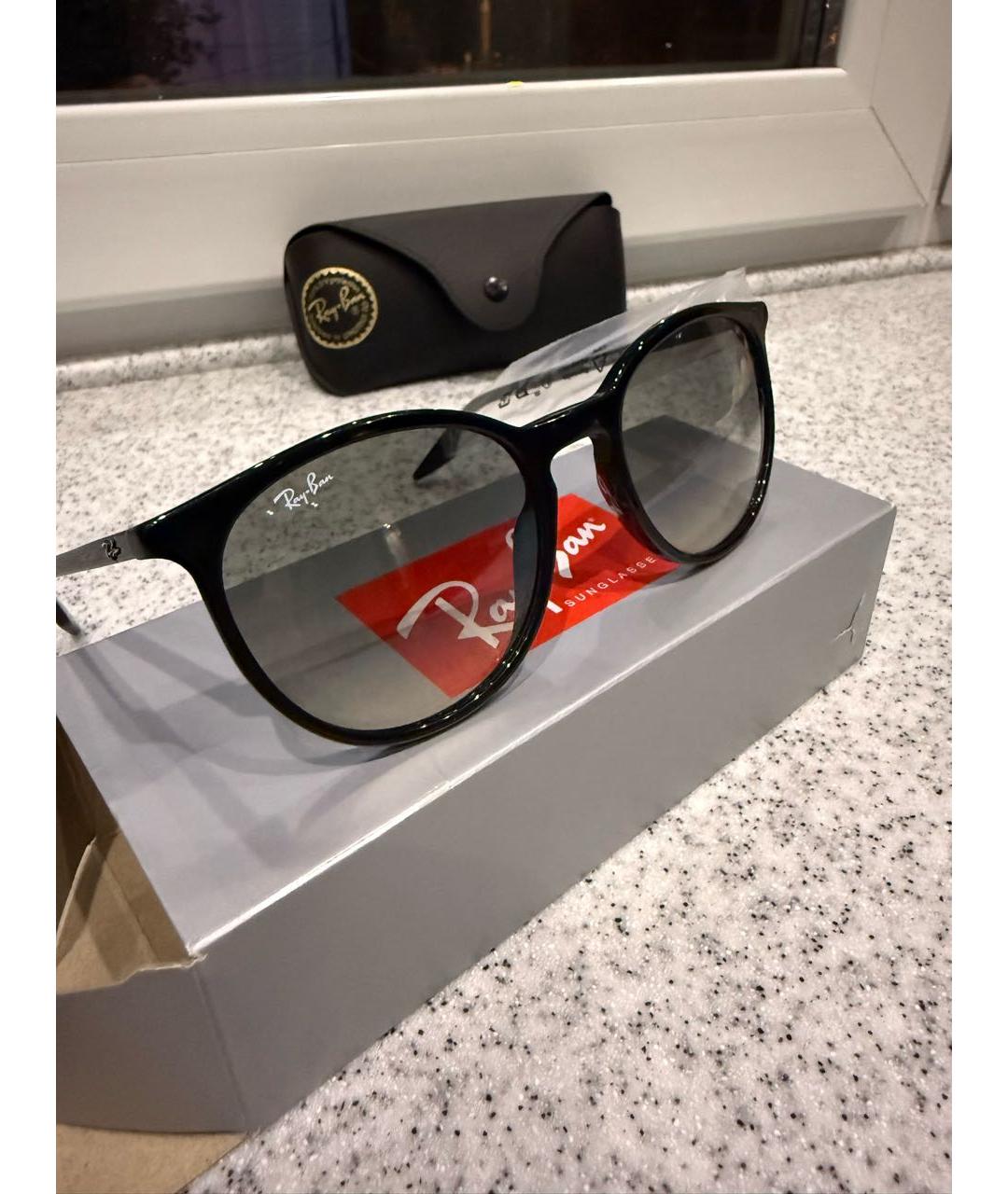 RAY BAN Черные пластиковые солнцезащитные очки, фото 2