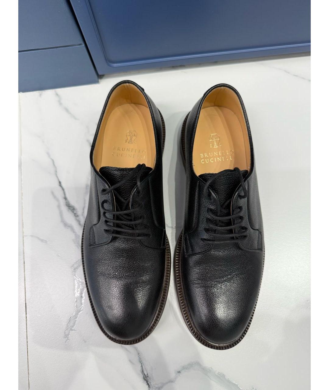 BRUNELLO CUCINELLI Черные кожаные низкие ботинки, фото 3