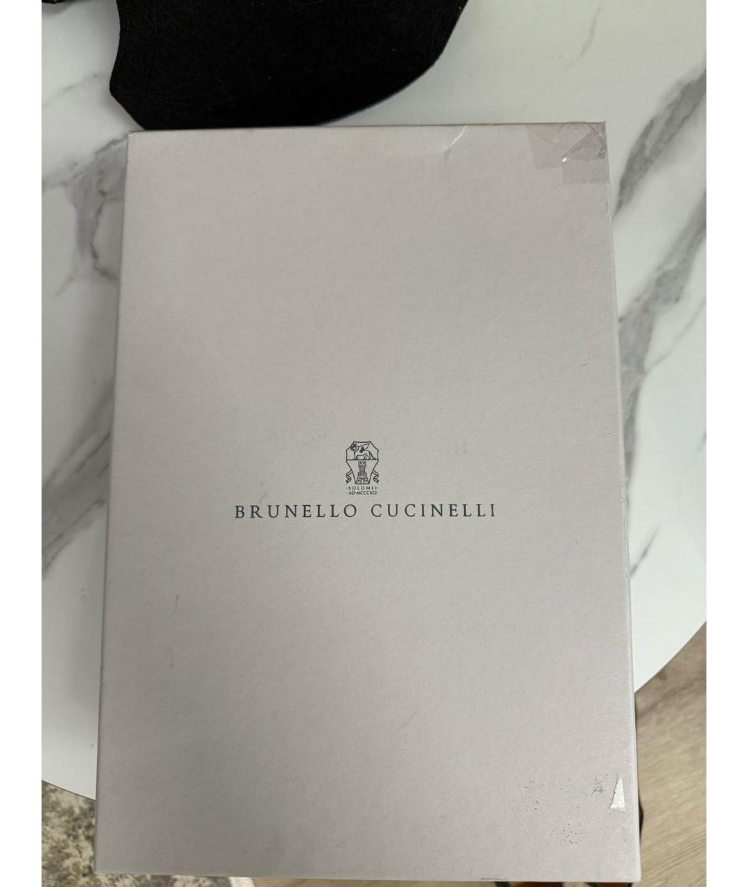 BRUNELLO CUCINELLI Черные кожаные низкие ботинки, фото 5