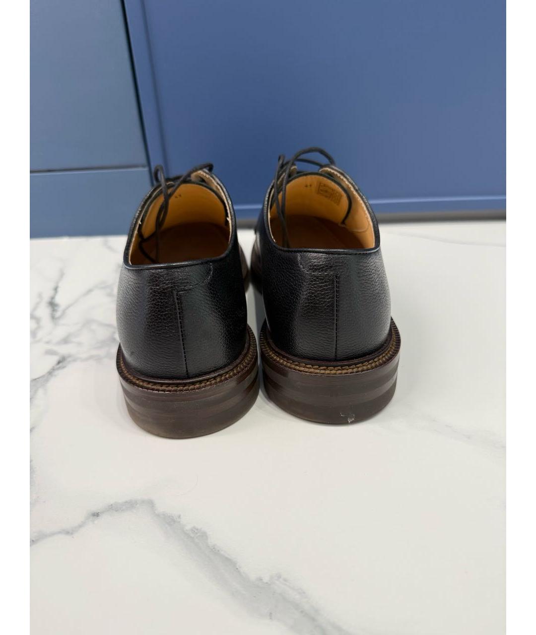 BRUNELLO CUCINELLI Черные кожаные низкие ботинки, фото 4