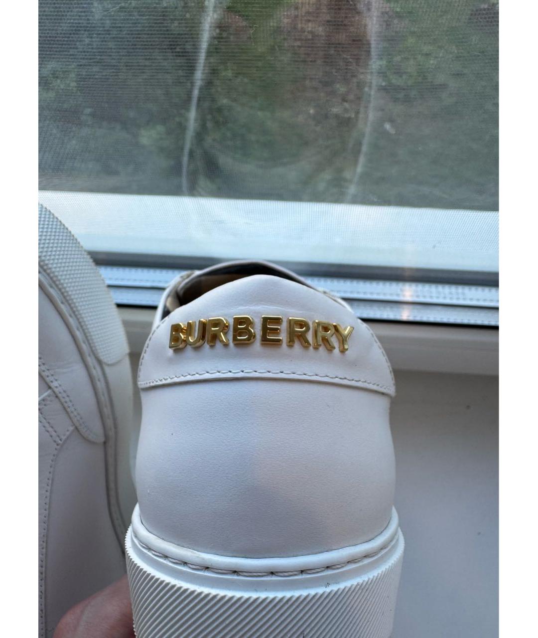BURBERRY Белые кожаные кеды, фото 4