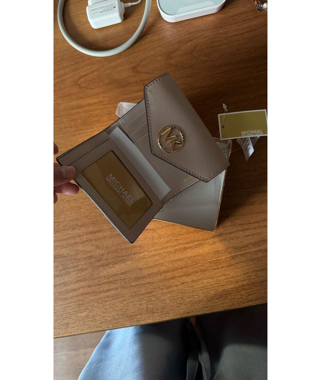 MICHAEL KORS Розовый кожаный кошелек, фото 3
